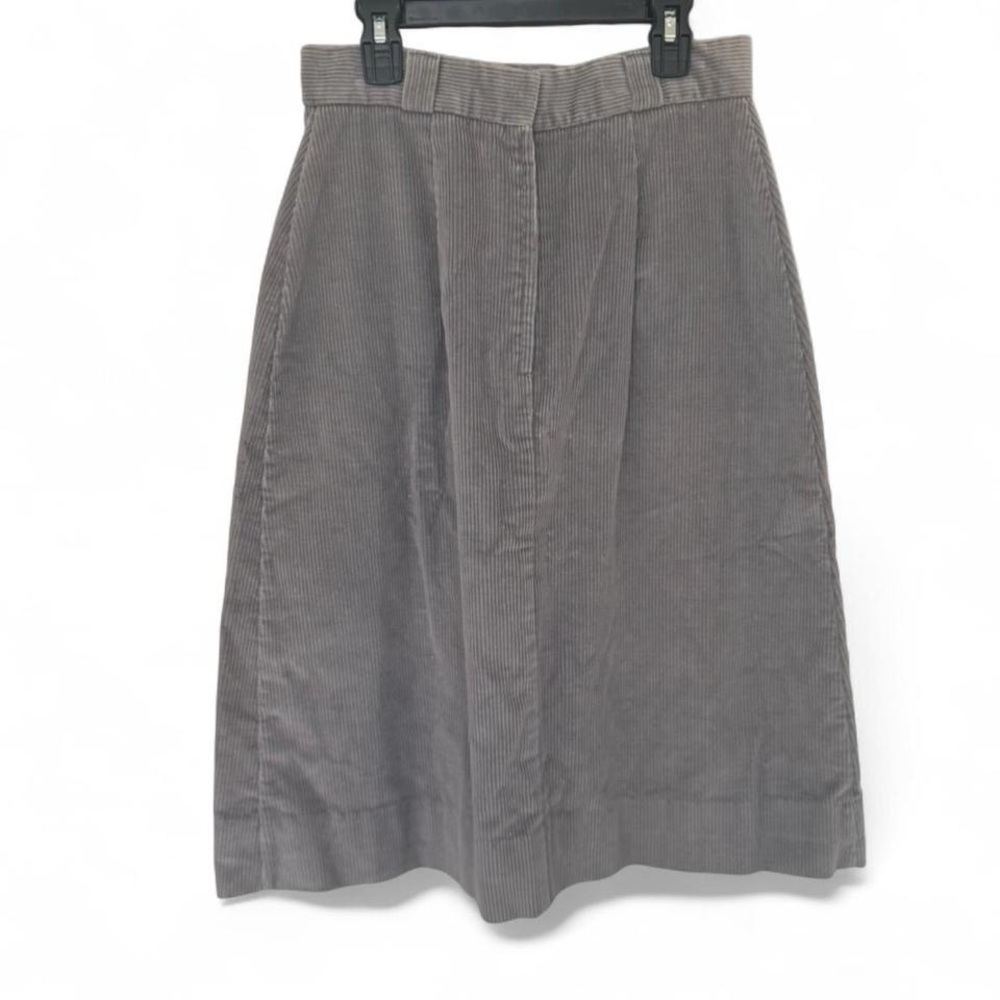 Vintage Modern Juniors gray corduroy pleated A-line midi skirt